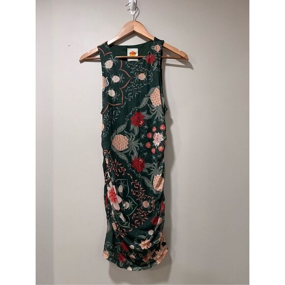 Farm Rio Women's Pineapple Garden Ruched Tulle Bodycon Mini Dress Medium NWT - Picture 3 of 10